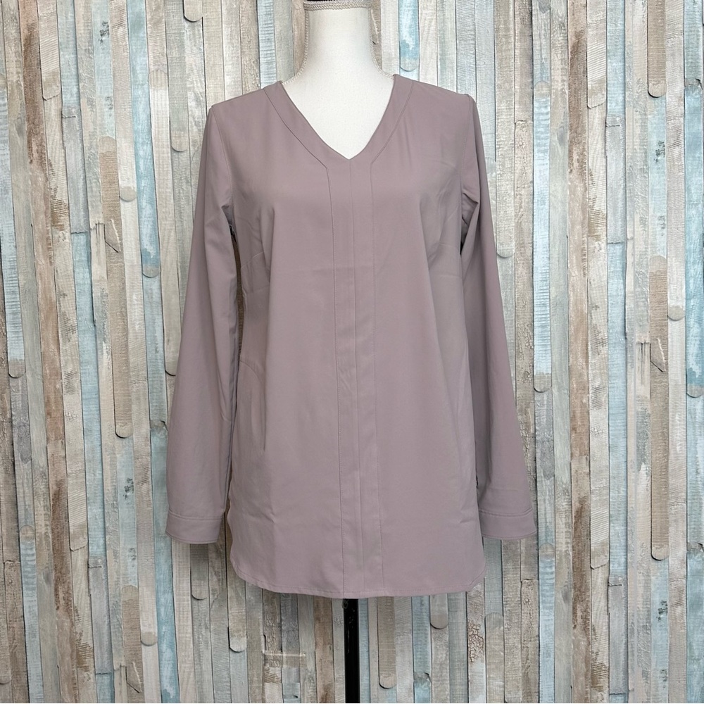 Duluth Trading XS V Neck Longline Nonstop Woven Tunic Top Blouse
